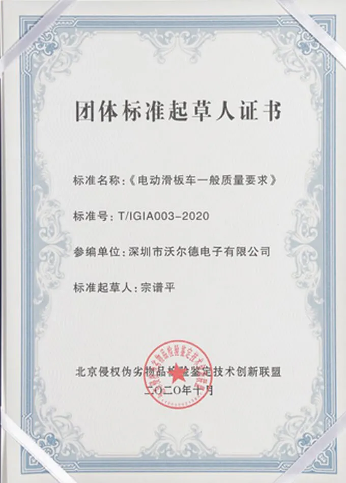 group standard drafters certificate